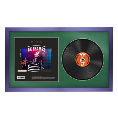 "30X17"" Purple Sleek Vinyl Record Frame With Emerald Mount For 12 Inch Lp Album Cover & Disc - Ak Frames" - image 1