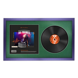 "30X17"" Purple Sleek Vinyl Record Frame With Emerald Mount For 12 Inch Lp Album Cover & Disc - Ak Frames"