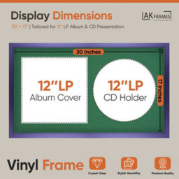 "30X17"" Purple Sleek Vinyl Record Frame With Emerald Mount For 12 Inch Lp Album Cover & Disc - Ak Frames" - thumbnail 2
