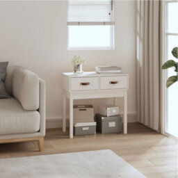 Berkfield Console Table White 76.5X40X75 Cm Solid Wood Pine - thumbnail 1