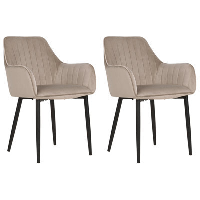Beliani Set Of 2 Dining Chairs Wellston Velvet Taupe - image 1