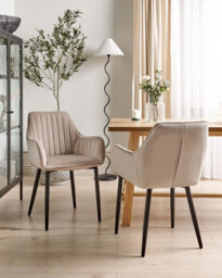Beliani Set Of 2 Dining Chairs Wellston Velvet Taupe - thumbnail 2
