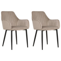Beliani Set Of 2 Dining Chairs Wellston Velvet Taupe