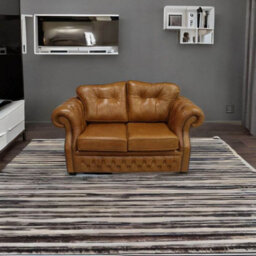 Chesterfield 2 Seater Old English Tan Leather Sofa Bespoke In Era Style - thumbnail 2