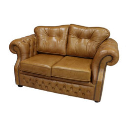 Chesterfield 2 Seater Old English Tan Leather Sofa Bespoke In Era Style - thumbnail 3