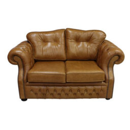 Chesterfield 2 Seater Old English Tan Leather Sofa Bespoke In Era Style - thumbnail 1