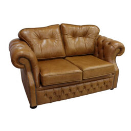 Chesterfield 2 Seater Old English Tan Leather Sofa Bespoke In Era Style - thumbnail 5