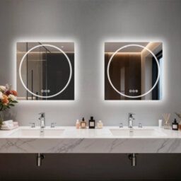 Luvodi 70X70Cm Led Bathroom Mirror Tempered Glass Vanity Mirror Anti-Fog, Tri-Color Dimmable Lights - thumbnail 7