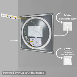 Luvodi 70X70Cm Led Bathroom Mirror Tempered Glass Vanity Mirror Anti-Fog, Tri-Color Dimmable Lights - thumbnail 9