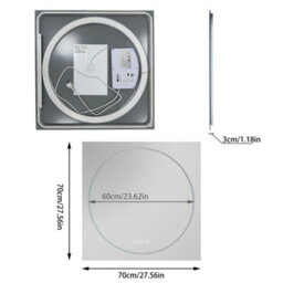 Luvodi 70X70Cm Led Bathroom Mirror Tempered Glass Vanity Mirror Anti-Fog, Tri-Color Dimmable Lights - thumbnail 2