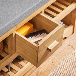 Sobuy Fsr75-N, Bamboo 2 Tiers Shoe Rack Hallway Storage Bench With Seat Cushion, W90Xd34Xh45 - thumbnail 6
