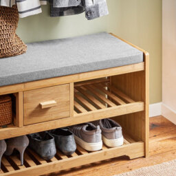 Sobuy Fsr75-N, Bamboo 2 Tiers Shoe Rack Hallway Storage Bench With Seat Cushion, W90Xd34Xh45 - thumbnail 9
