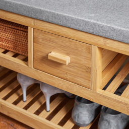 Sobuy Fsr75-N, Bamboo 2 Tiers Shoe Rack Hallway Storage Bench With Seat Cushion, W90Xd34Xh45 - thumbnail 8