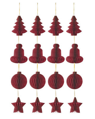 Werchristmas Set Of 12 Burgundy Paper Christmas Decorations, 15 Cm - image 1