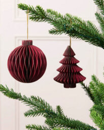 Werchristmas Set Of 12 Burgundy Paper Christmas Decorations, 15 Cm - thumbnail 3
