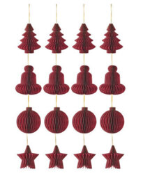 Werchristmas Set Of 12 Burgundy Paper Christmas Decorations, 15 Cm - thumbnail 1
