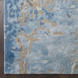 Blue Viscose , Wool Easy To Clean Abstract Handmade , Luxurious , Modern , Wool Rug For Living Room, Bedroom - 236Cm X 297Cm - thumbnail 7