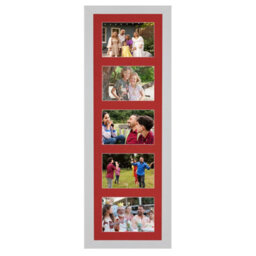 AK Frames 26X8 Silver Modern Multi Photo Frame With Crimson Mount - Holds 5 Apertures (5X) 6X4 Photos - thumbnail 1