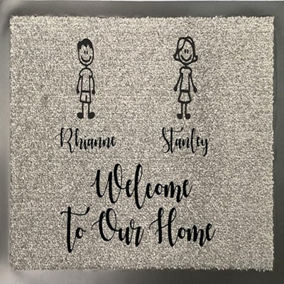 One Of A Kind Design Uk Personalised  2 Character Nylon Doormat - Grey (40Cm X 60Cm) - image 1