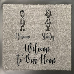 One Of A Kind Design Uk Personalised  2 Character Nylon Doormat - Grey (40Cm X 60Cm)
