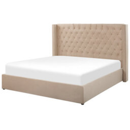 Beliani Ottoman Bed Velvet Lubbon 160 X 200 Cm (Eu King Size) Beige - thumbnail 6