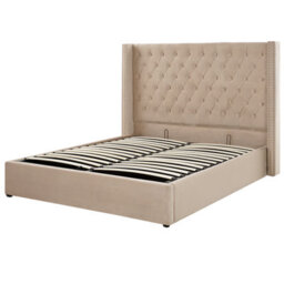 Beliani Ottoman Bed Velvet Lubbon 160 X 200 Cm (Eu King Size) Beige - thumbnail 7