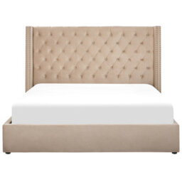 Beliani Ottoman Bed Velvet Lubbon 160 X 200 Cm (Eu King Size) Beige - thumbnail 5
