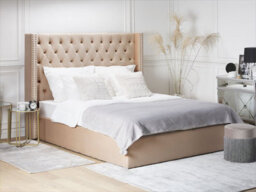Beliani Ottoman Bed Velvet Lubbon 160 X 200 Cm (Eu King Size) Beige - thumbnail 2