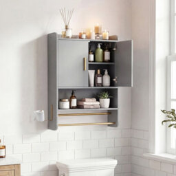 Gainoom Bathroom Wall Cabinet Grey Wall Mounted Medicine Cabinet Over The Toilet Storage Organizer - thumbnail 4