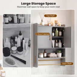 Gainoom Bathroom Wall Cabinet Grey Wall Mounted Medicine Cabinet Over The Toilet Storage Organizer - thumbnail 8
