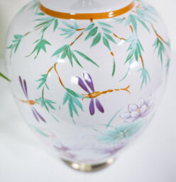 Downton Interiors Pink Koi Fish Oriental Ceramic Table Lamp With Pleated Shade - thumbnail 7