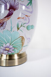Downton Interiors Pink Koi Fish Oriental Ceramic Table Lamp With Pleated Shade - thumbnail 5