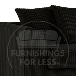Furnishings For Less UK Luxor Long Fabric Jumbo Cord 4 Seater Sofa - Scatter Back Black - thumbnail 2