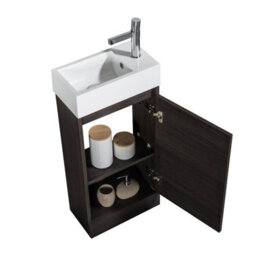Plum&clay Condense Dark Oak  Floor Standing Cloakroom Vanity Unit (W)390mm - thumbnail 5