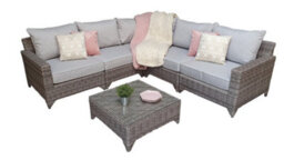Signature Weave Helena Wicker Modular Corner Sofa Chair Coffee Table Set Grey