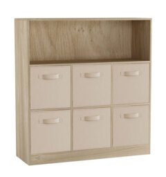 Urbn-Living Oak, Beige - Wide 7-Cube Bookcase With Drawers - thumbnail 1
