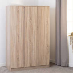 Seconique Malvern 3 Door Wardrobe In Sonoma Oak Effect Finish Hanging Rail And Shelving - thumbnail 8
