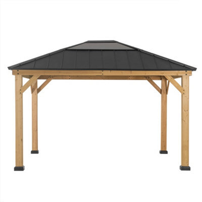 Sunjoy Outdoor Cedar Wood Gazebo Bruri - 393Cm X 335Cm, Anthracite - image 1
