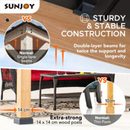 Sunjoy Outdoor Cedar Wood Gazebo Bruri - 393Cm X 335Cm, Anthracite - thumbnail 2