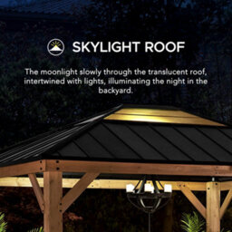 Sunjoy Outdoor Cedar Wood Gazebo Bruri - 393Cm X 335Cm, Anthracite - thumbnail 7