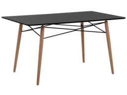 Beliani Dining Table 140 X 80 Cm - Black Mdf Top With Beechwood Legs, Modern Light Wood Finish - thumbnail 3