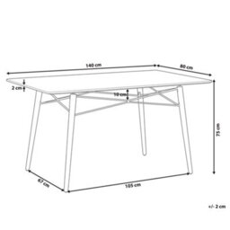 Beliani Dining Table 140 X 80 Cm - Black Mdf Top With Beechwood Legs, Modern Light Wood Finish - thumbnail 4