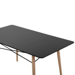 Beliani Dining Table 140 X 80 Cm - Black Mdf Top With Beechwood Legs, Modern Light Wood Finish - thumbnail 5