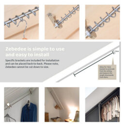 Zebedee Sloped Ceiling Clothes Rail / Angled Wardrobe Rail For Loft Bedrooms, Attic Eaves And Under Stair Coat Rack (800 mm) - thumbnail 8