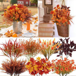 CLEFFNS 16 Bundles Artificial Fall Flowers For Outdoors Fake Mums Uv Resistant Fall Plants, No Fade Artificial Mums For Fall Decorations - thumbnail 1