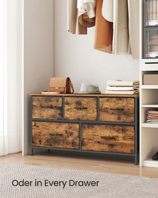 LEDREM Chest Of Drawers, 5 Storage Drawers Bedroom, Storage Unit, Steel, Mdf, Non-Woven Fabric, For Bedroom, Closet, Hallway - image 1