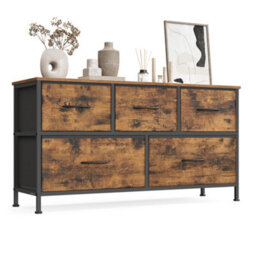 LEDREM Chest Of Drawers, 5 Storage Drawers Bedroom, Storage Unit, Steel, Mdf, Non-Woven Fabric, For Bedroom, Closet, Hallway - thumbnail 2