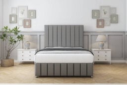 "Comfort Sara Pewter Dumfries Divan Bed Set 2 Drawers Right Side - 54"" Floor Standing & 12"" Footboard 6' Super King" - thumbnail 1