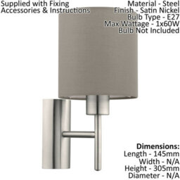 Stylish Low Ceiling Light With Two Matching Wall Sconces In Taupe Fabric - thumbnail 3
