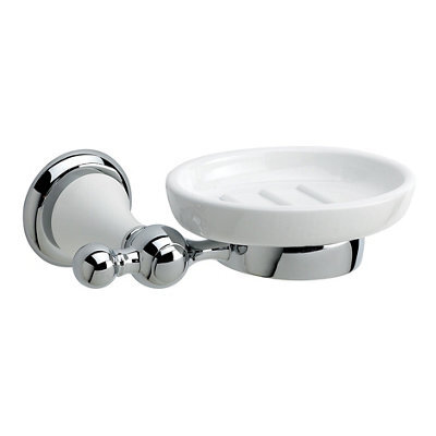 Cooke & Lewis Timeless Chrome Effect Ceramic & Zinc Alloy Soap Dish & Holder - image 1
